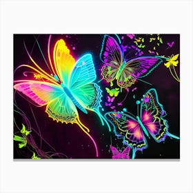 Neon Butterflies 3 Canvas Print