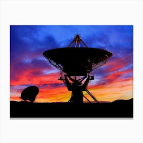 VLA Radio Telescope: Sunset — space poster, space art, photo poster, NASA poster, neon poster, synthwave poster Canvas Print