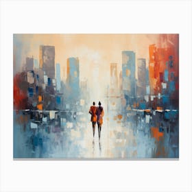 Two People Walking In The City Canvas Print