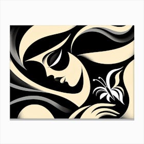 Bold and Dramatic Female Portrait with Butterfly Canvas Print