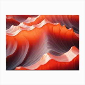 Abstract Image Of A Flowing, Organic Surface Resembling Waves Or Sand Dunes In Warm, Orange Hues Canvas Print