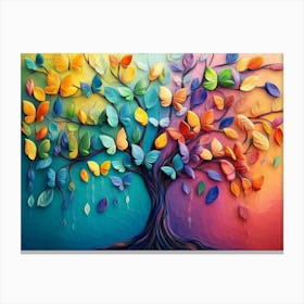 3d Colorful Tree with Vibrant Leaves Hanging Branches 1 Canvas Print