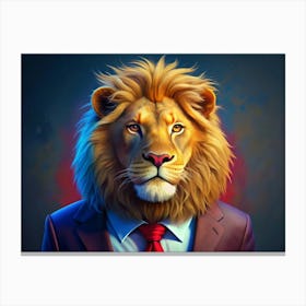 Lion In A Suit And Tie 1 Canvas Print