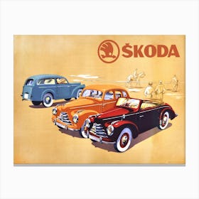 Skoda Car Vintage Advertising Poster Canvas Print