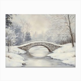 Winter Bridge Over The Stream Canvas Print