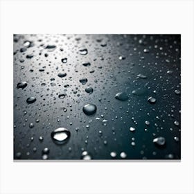 Close Up Image Of Water Droplets On A Dark, Reflective Surface Canvas Print