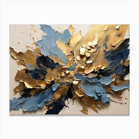 Gold And Blue Abstract Painting 3 Canvas Print