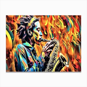 Busy Sax Jazz - Jazz Musician Canvas Print