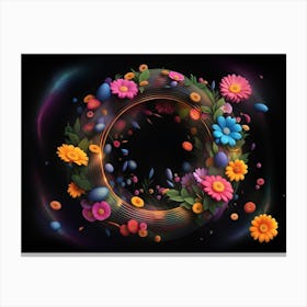 Floral Wreath Letter O Canvas Print