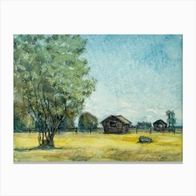 Barn On Farmland, Juho Mäkelä Canvas Print