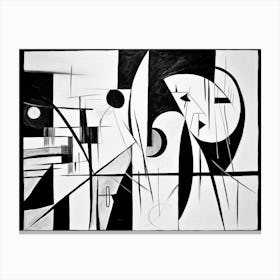 Harmony And Discord Abstract Black And White 2 Canvas Print
