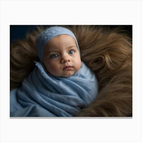 Baby In A Blue Blanket Canvas Print