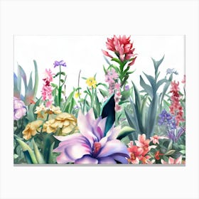 Floral Garden AI watercolor Art 2 Canvas Print