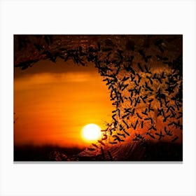 Ant Colony Cooperating Harmoniously Silhouetted Against A Radiant Sunset Amber And Crimson Hues Me Canvas Print