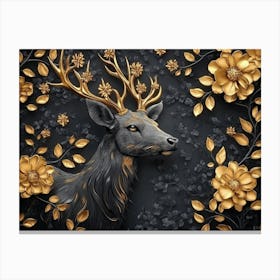 Gold Deer Canvas Print