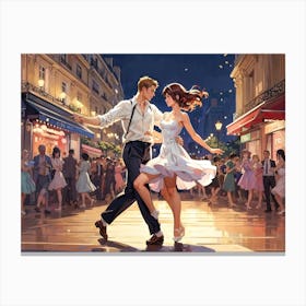 Couple Dancing In Paris Canvas Print