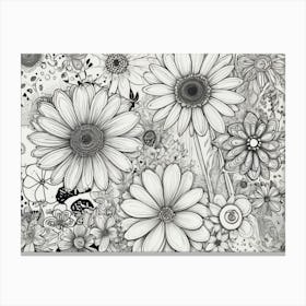 Black And White Flowers 3 Canvas Print