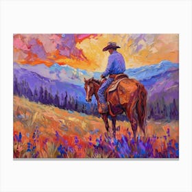 Cowboy Painting Montana 3 Canvas Print