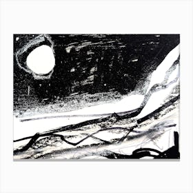 Moonlight Abstract Black and White Canvas Print