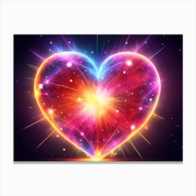 A Colorful Glowing Heart On A Dark Background Horizontal Composition 62 Canvas Print