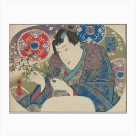 Mitsuuji With Mountain Roses (Yamabuki), From The Series “Six Jewel Faces” (Mu Tama Gao) Canvas Print