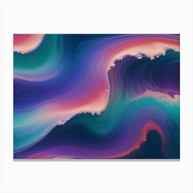 A Vibrant, Abstract Image With Flowing, Wavy Lines In Shades Of Purple, Blue, Teal, And Pink Canvas Print