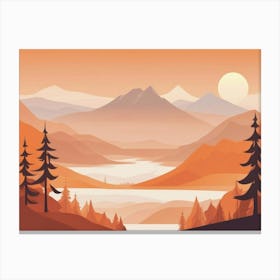 Misty mountains horizontal background in orange tone 32 Canvas Print