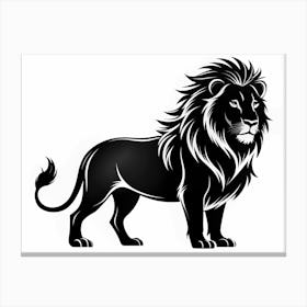 Black And White Lion Silhouette Canvas Print