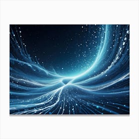 Abstract Swirling Lines Of Blue And White Light In A Dark, Starry Background, Evocative Of Nebulae Or Cosmic Energy Canvas Print