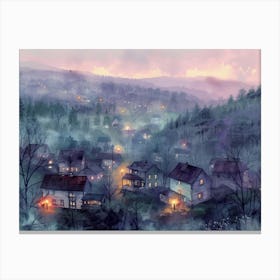 Village At Night 1 Canvas Print