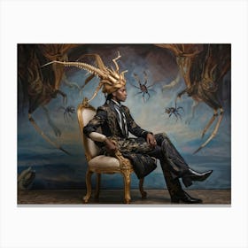 Scorpion Human Royal Hybrid Posing In Profile For A Regal Portrait Surrealism Meets Realism In An A Canvas Print