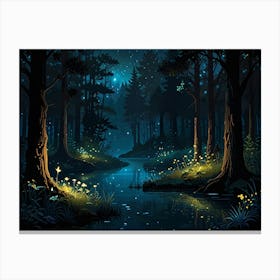 Forest At Night 2 Canvas Print