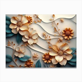 3d Art Design with Floral Photo Canvas Print