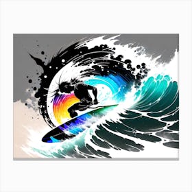 Surfer In A Wave Canvas Print