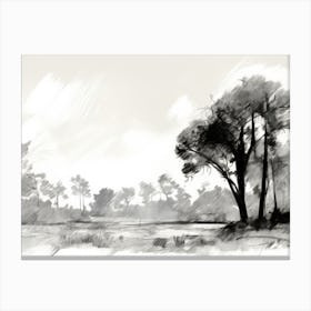Neutral Landscape Drawing Canvas Print