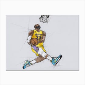 Basketball   Lebron James Dunk   Landscape Canvas Print