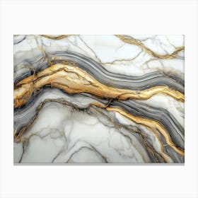 Texture Of White Marble with Gray and Gold Veins Canvas Print