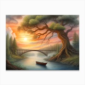 Sunset By The River Canvas Print