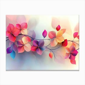 Colorful With Vibrant Flower Hanging Branches Illustration Background Canvas Print