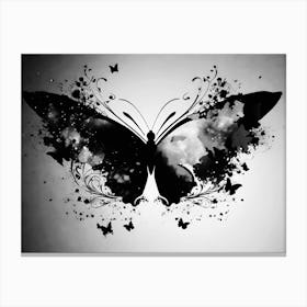 Butterfly In Black And White Canvas Print