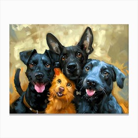 Four dogs in a delicious selfie Canvas Print