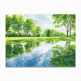 Pond In The Park Canvas Print