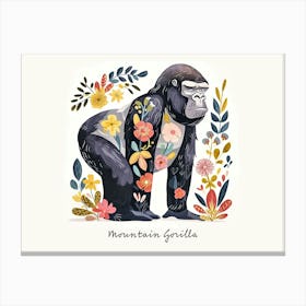Little Floral Mountain Gorilla 3 Poster Canvas Print