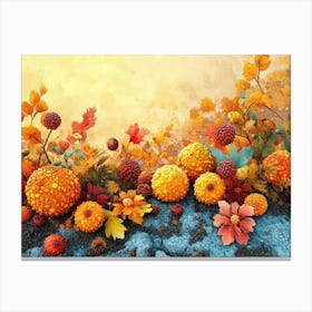 Colorful Autumn And Thanks Giving Art Background Canvas Print