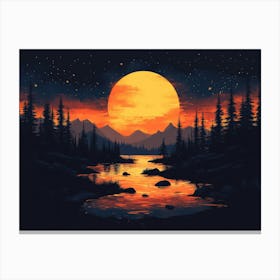 Sunset Over A Lake.Generated AI. Wall Art Print Canvas Print