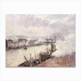 Steamboats In The Port Of Rouen (1896), Camille Pissarro Canvas Print