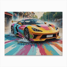 Multi Coloured Car Canvas Print