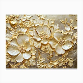 3d Gold Floral 1 Canvas Print