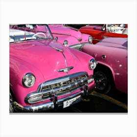Cars Vintage Pink Cars Automobiles Automotives Canvas Print