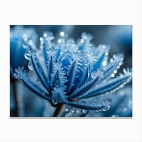 Icy Microcosm Frozen Reality Captured In Macro Photography Frost Patterns Covering Minute Flora C Canvas Print